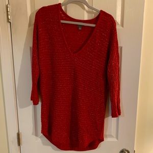 EUC 3/4 length red sparkly NYC sweater